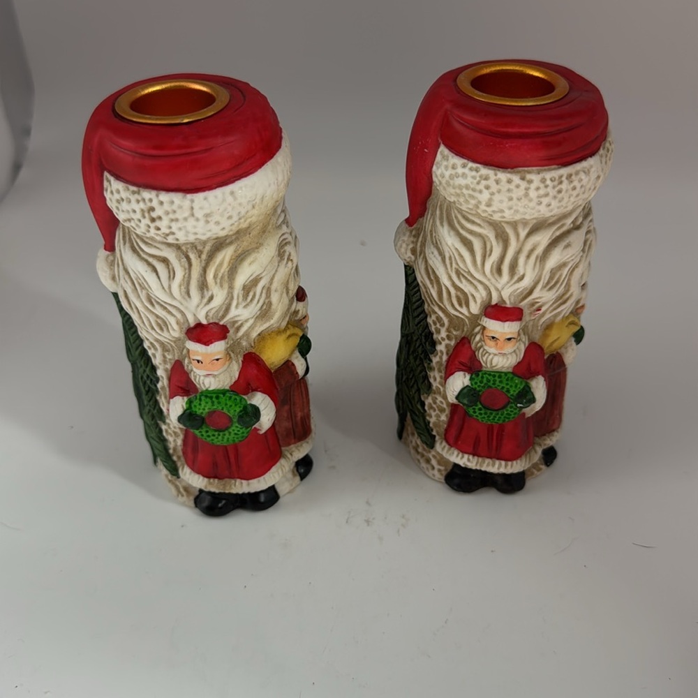 Old World Santa Claus Taper (Set of 2) Candle Holders - Picture 2 of 6